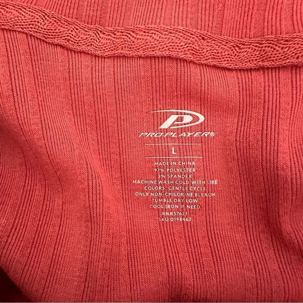 Pro Player coral pull over 3/4 zip size L